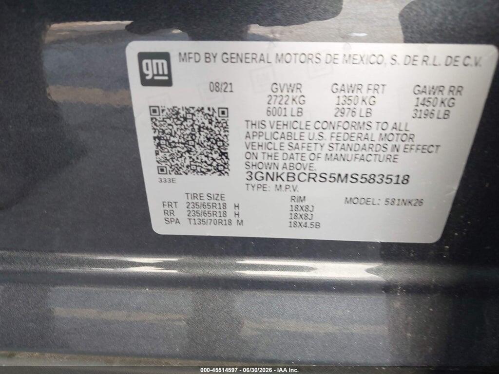 3GNKBCRS5MS583518 2021 CHEVROLET BLAZER photo no. 9