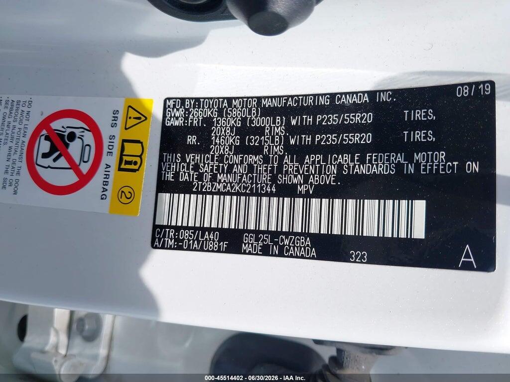 2T2BZMCA2KC211344 2019 LEXUS RX 350 photo no. 9