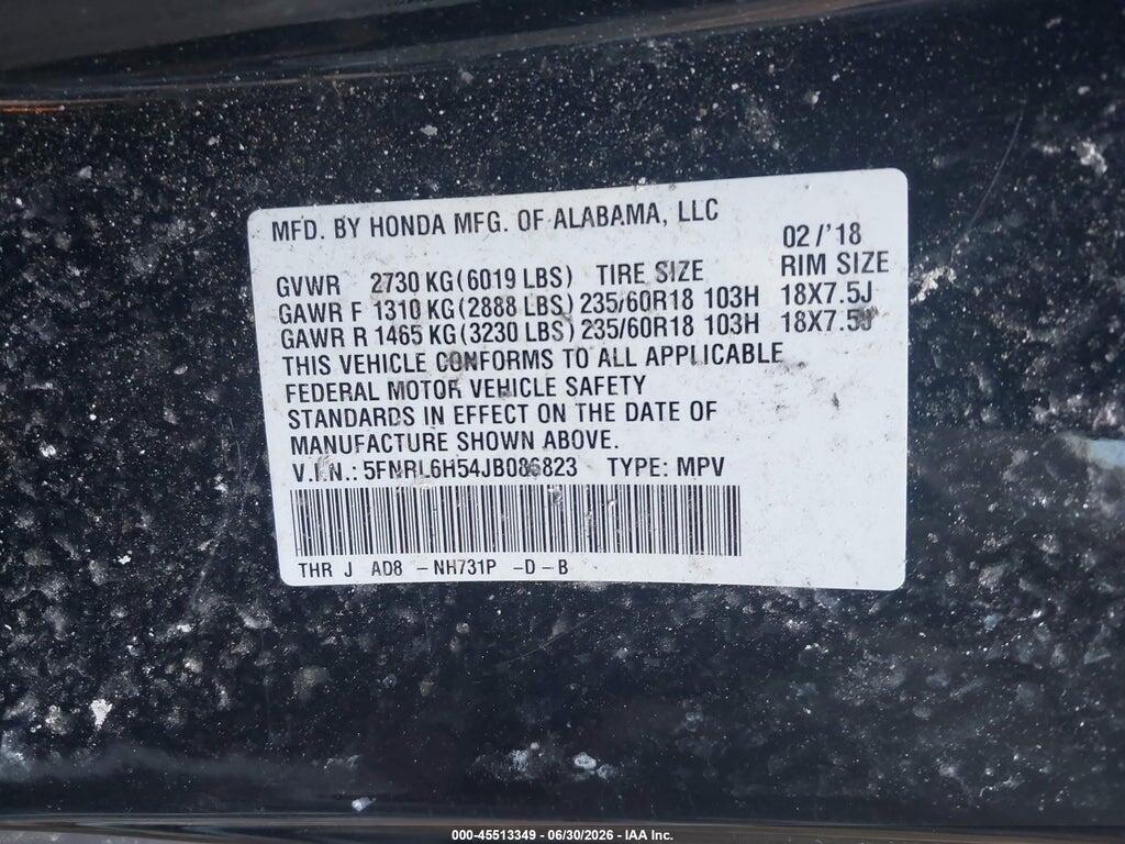 5FNRL6H54JB086823 2018 HONDA ODYSSEY photo no. 9