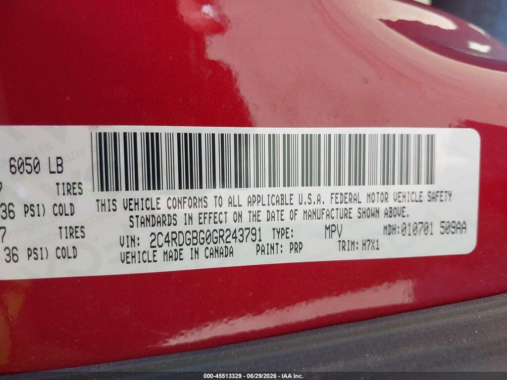 2C4RDGBG0GR243791 2016 DODGE GRAND CARAVAN photo no. 9