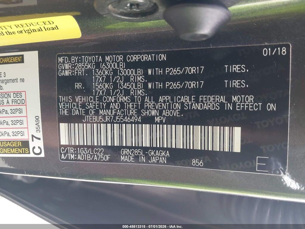 JTEBU5JR7J5546494 2018 TOYOTA 4RUNNER photo no. 9