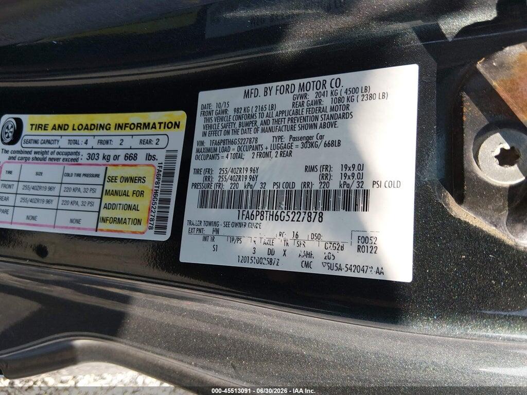 1FA6P8TH6G5227878 2016 FORD MUSTANG photo no. 9