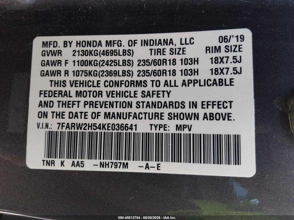 7FARW2H54KE036641 2019 HONDA CR-V photo no. 9
