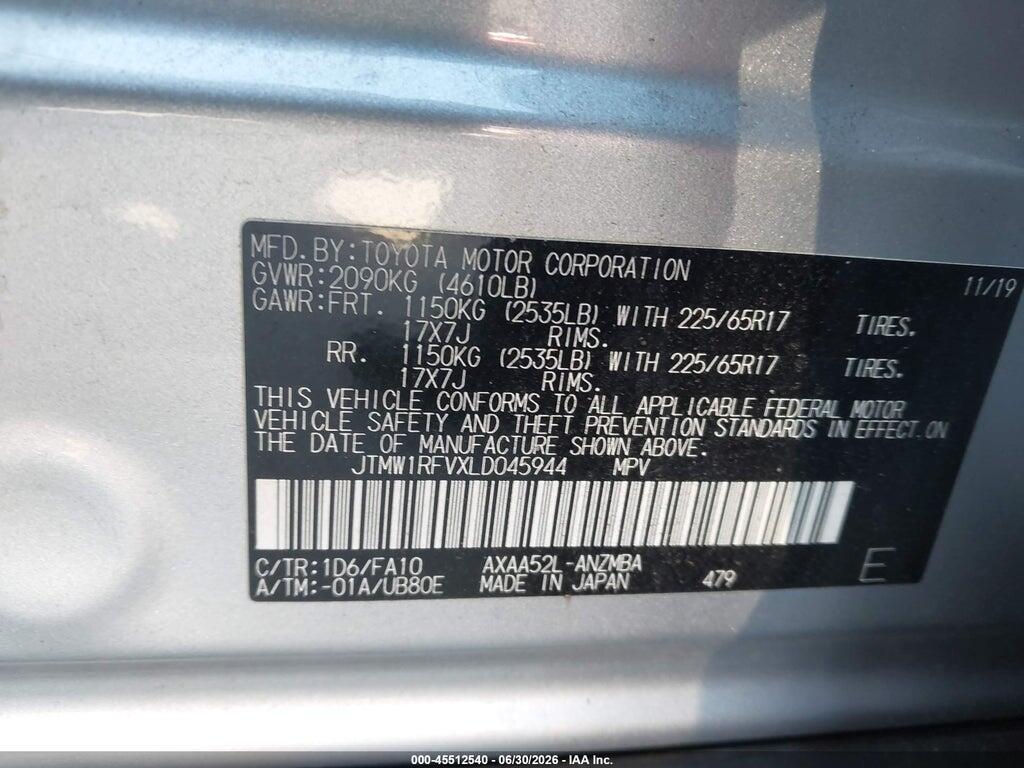 JTMW1RFVXLD045944 2020 TOYOTA RAV4 photo no. 9