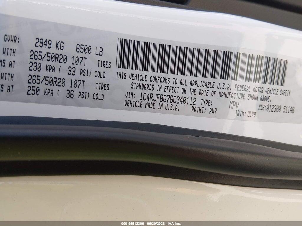 1C4RJFBG7GC340112 2016 JEEP GRAND CHEROKEE photo no. 9