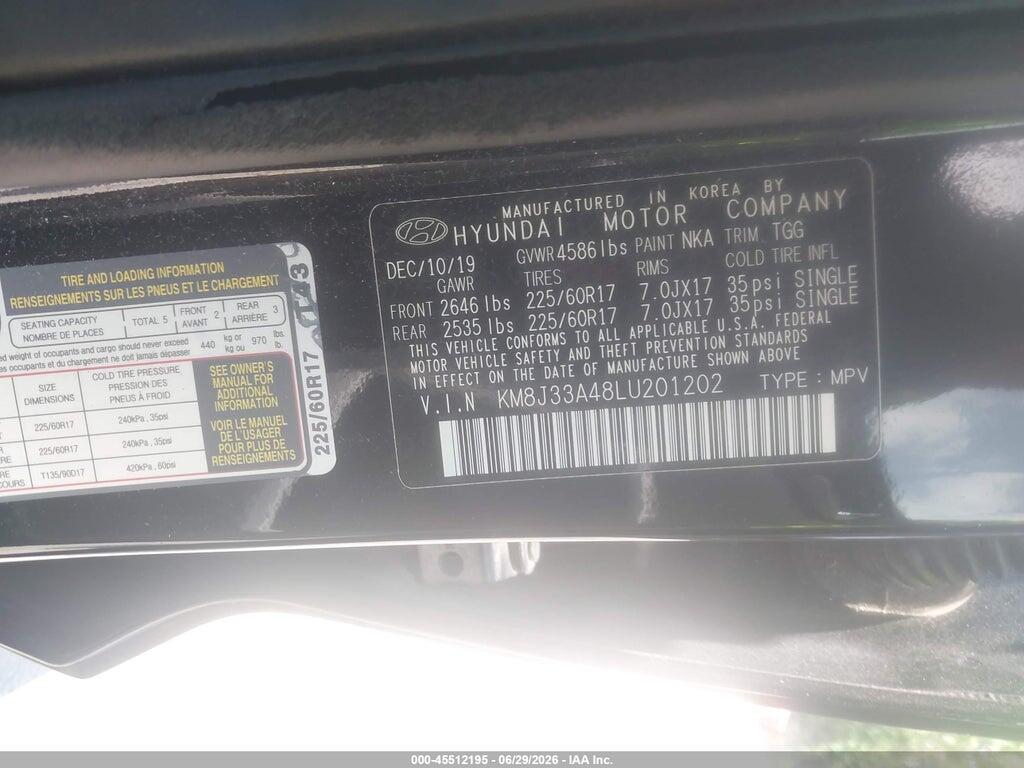 KM8J33A48LU201202 2020 HYUNDAI TUCSON photo no. 9
