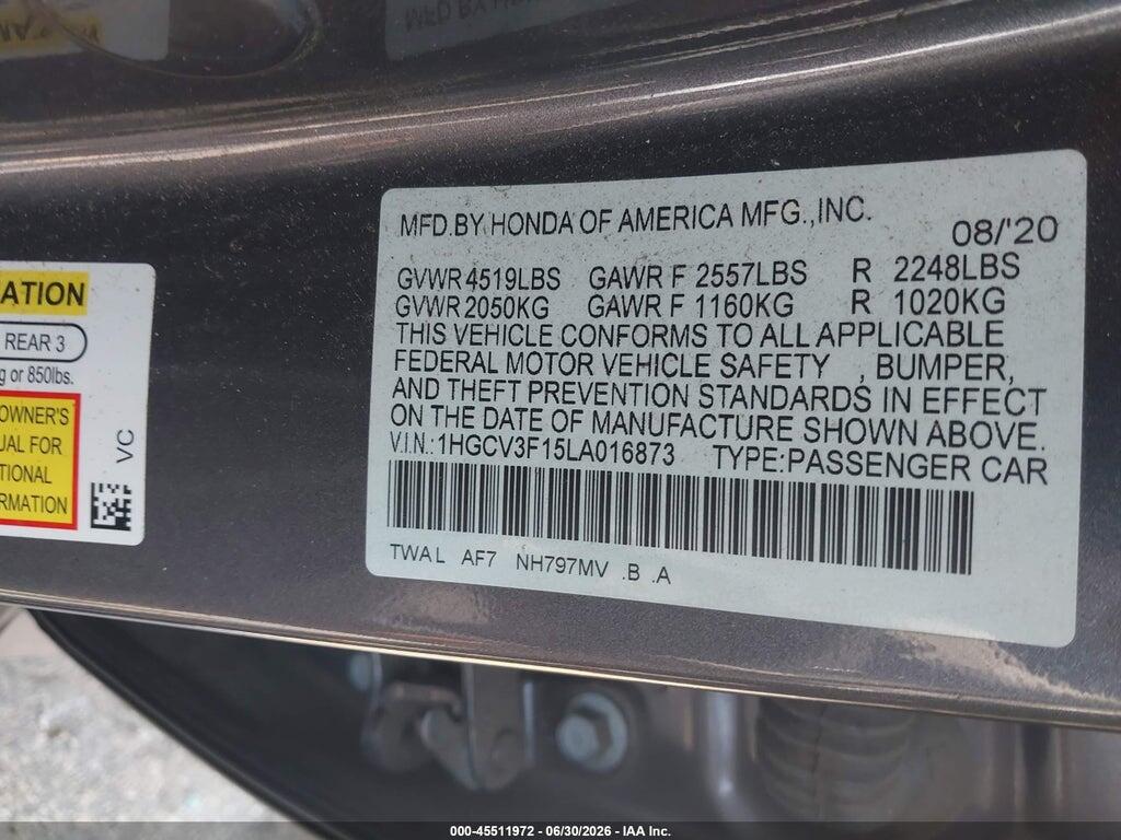 1HGCV3F15LA016873 2020 HONDA ACCORD HYBRID photo no. 9