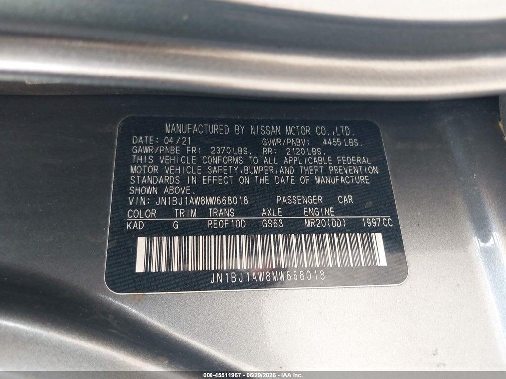 JN1BJ1AW8MW668018 2021 NISSAN ROGUE SPORT photo no. 9
