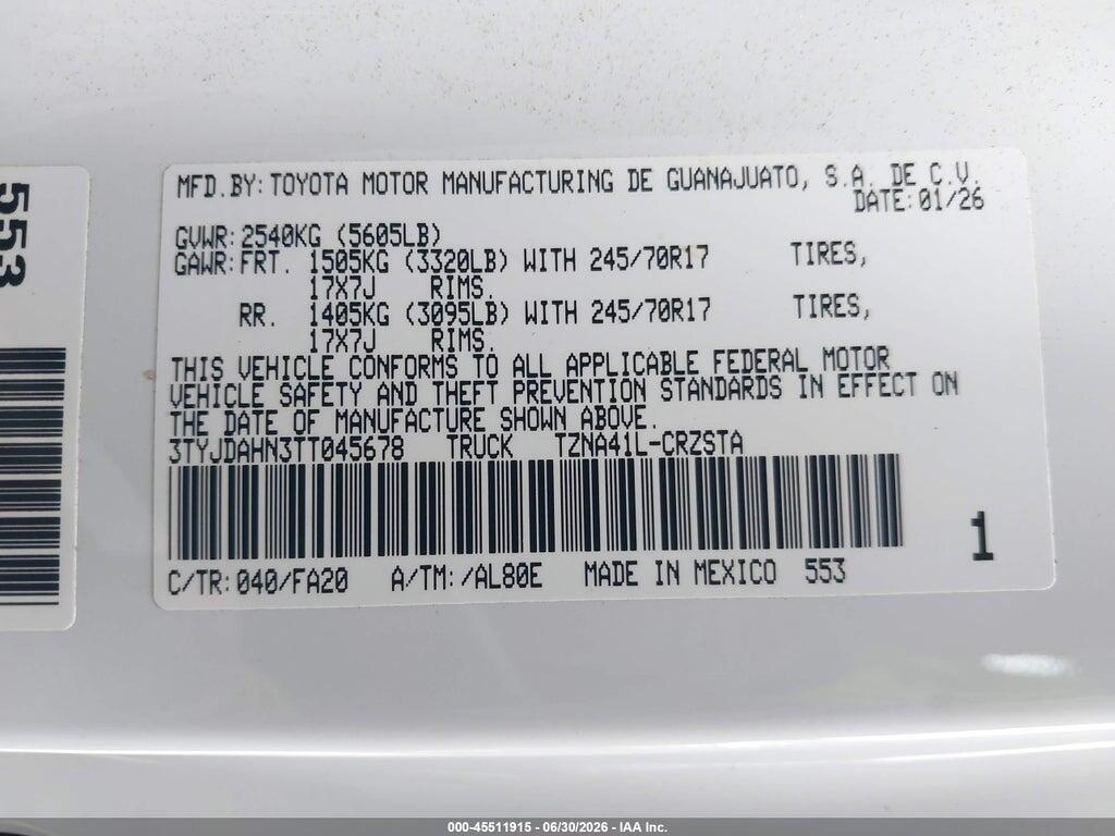 3TYJDAHN3TT045678 2026 TOYOTA TACOMA photo no. 9