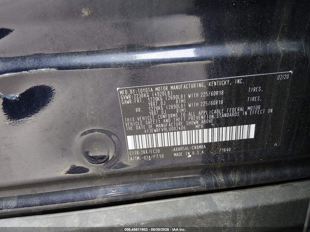 4T3EWRFV9LU002406 2020 TOYOTA RAV4 HYBRID photo no. 9