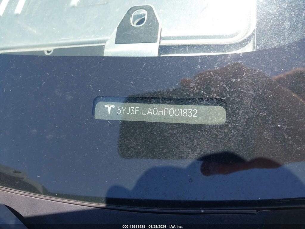 5YJ3E1EA0HF001832 2017 TESLA MODEL 3 photo no. 9