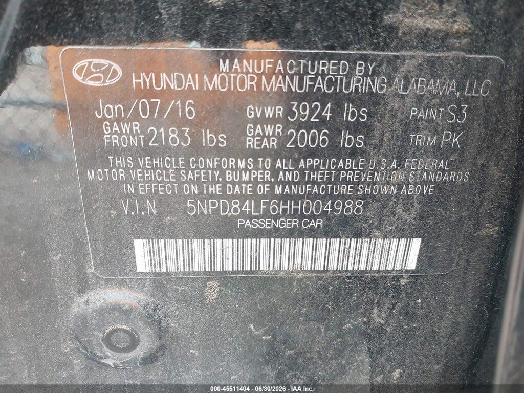 5NPD84LF6HH004988 2017 HYUNDAI ELANTRA photo no. 9