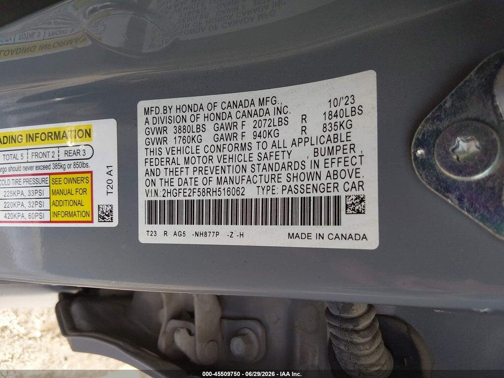 2HGFE2F58RH516062 2024 HONDA CIVIC photo no. 9