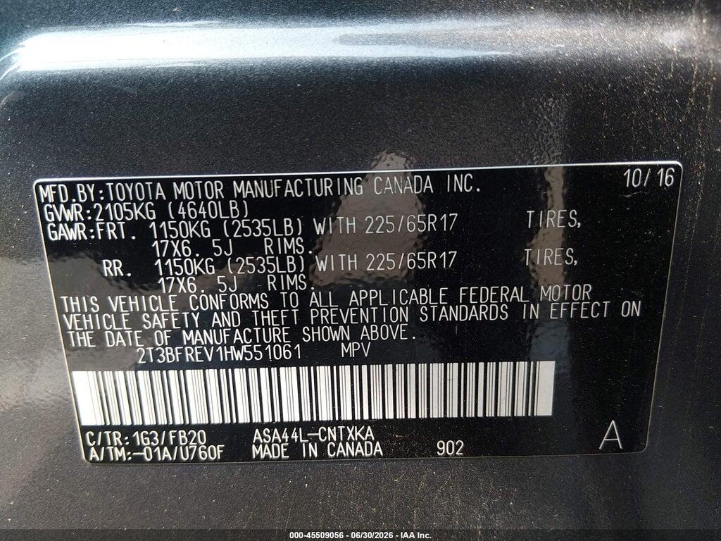 2T3BFREV1HW551061 2017 TOYOTA RAV4 photo no. 9