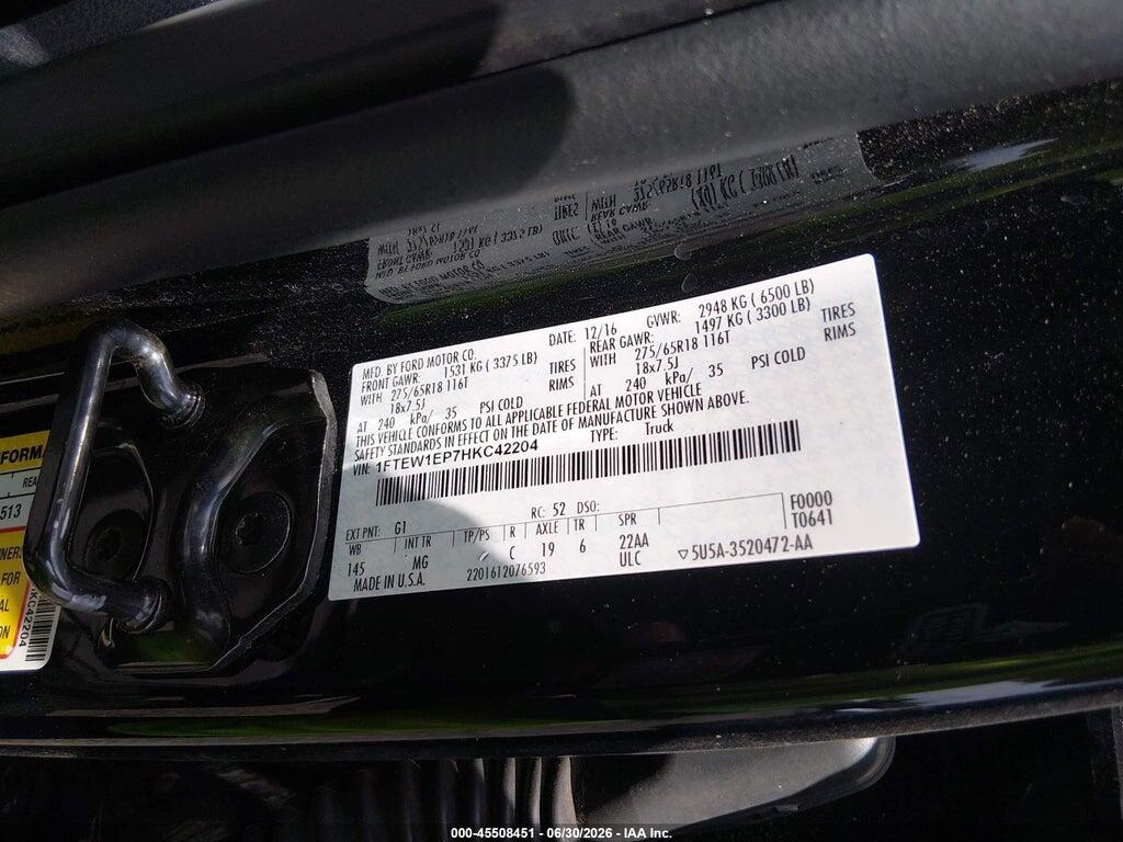 1FTEW1EP7HKC42204 2017 FORD F-150 photo no. 9