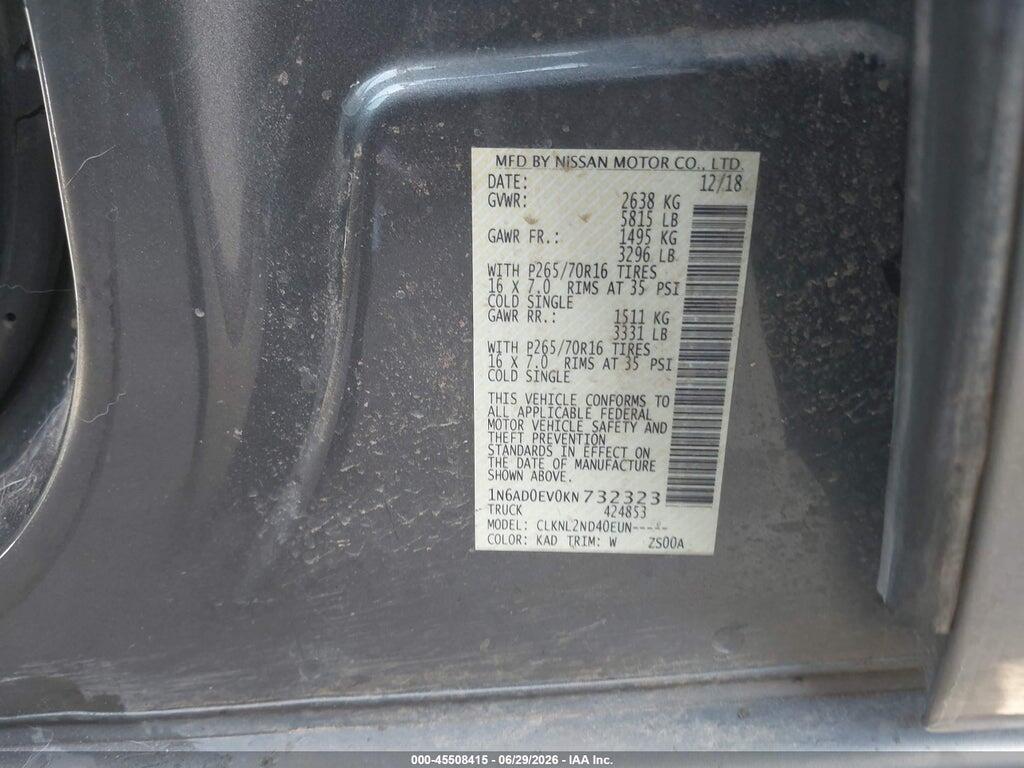 1N6AD0EV0KN732323 2019 NISSAN FRONTIER photo no. 9