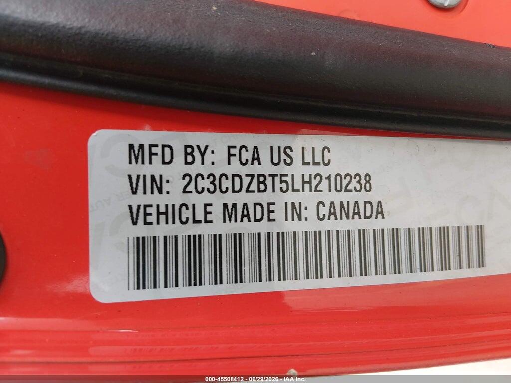 2C3CDZBT5LH210238 2020 DODGE CHALLENGER photo no. 9