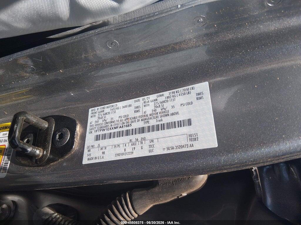 1FTFW1E8XMFA81685 2021 FORD F-150 photo no. 9