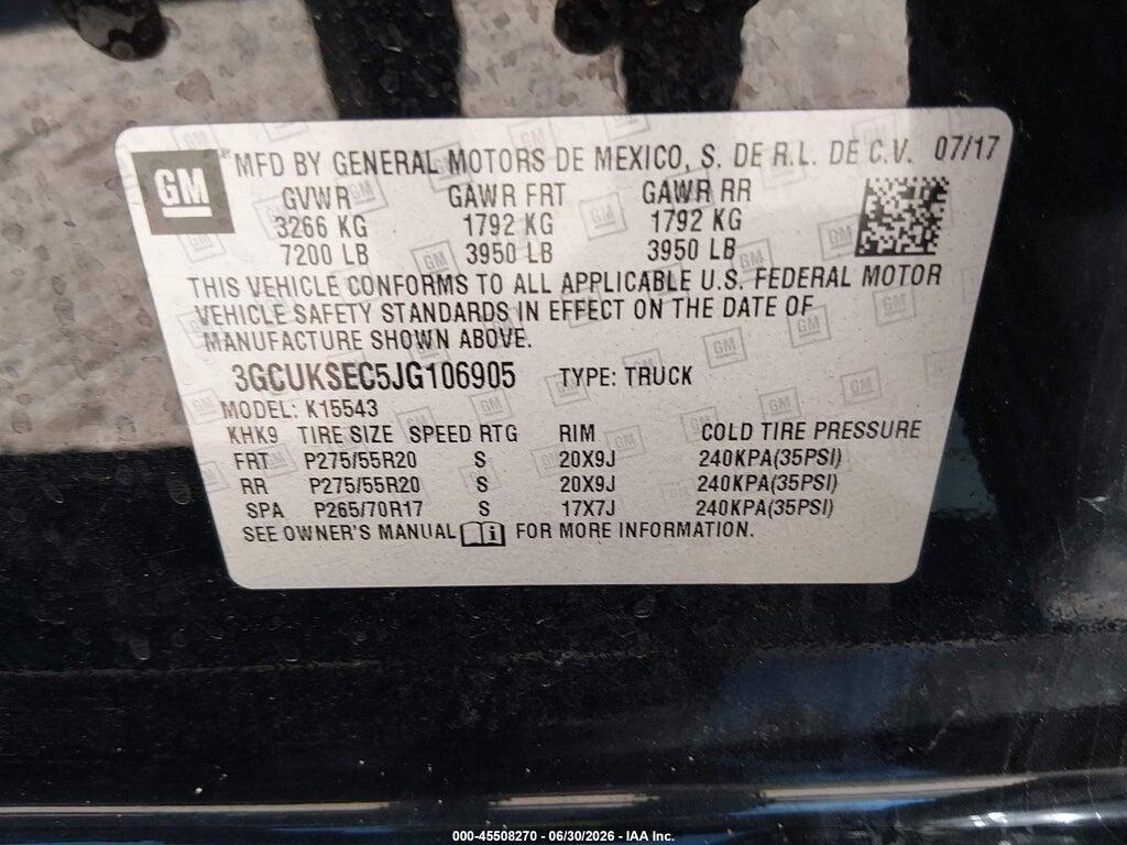 3GCUKSEC5JG106905 2018 CHEVROLET SILVERADO 1500 photo no. 9