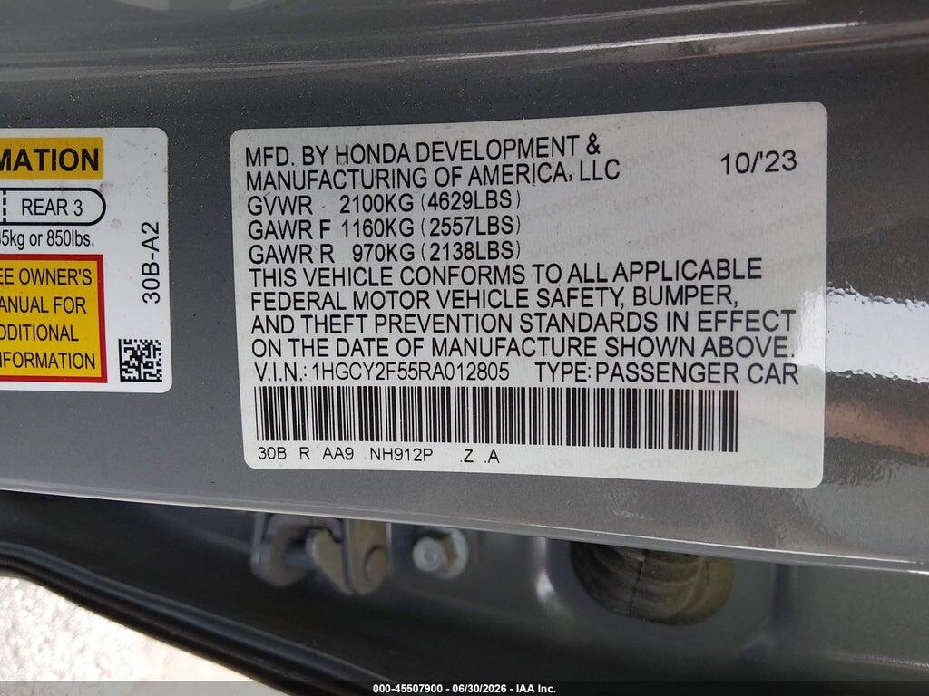 1HGCY2F55RA012805 2024 HONDA ACCORD HYBRID photo no. 9