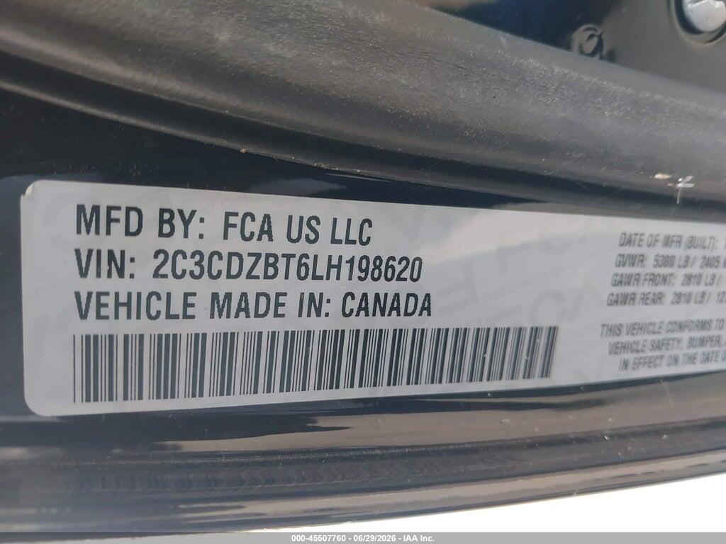 2C3CDZBT6LH198620 2020 DODGE CHALLENGER photo no. 9