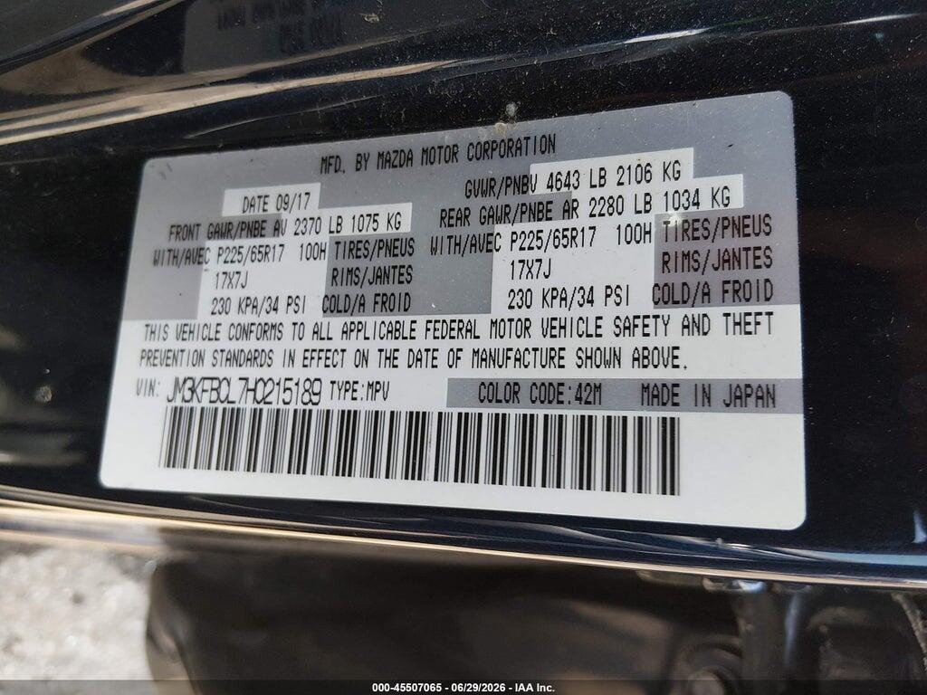 JM3KFBCL7H0215189 2017 MAZDA CX-5 photo no. 9
