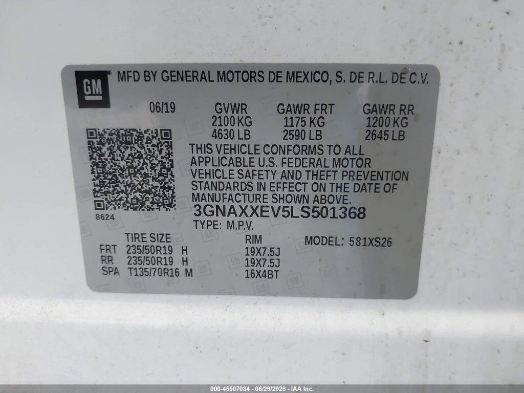 3GNAXXEV5LS501368 2020 CHEVROLET EQUINOX photo no. 9
