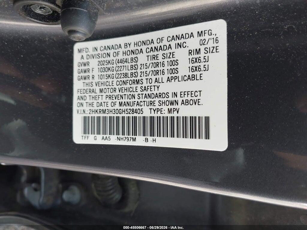 2HKRM3H30GH528405 2016 HONDA CR-V photo no. 9