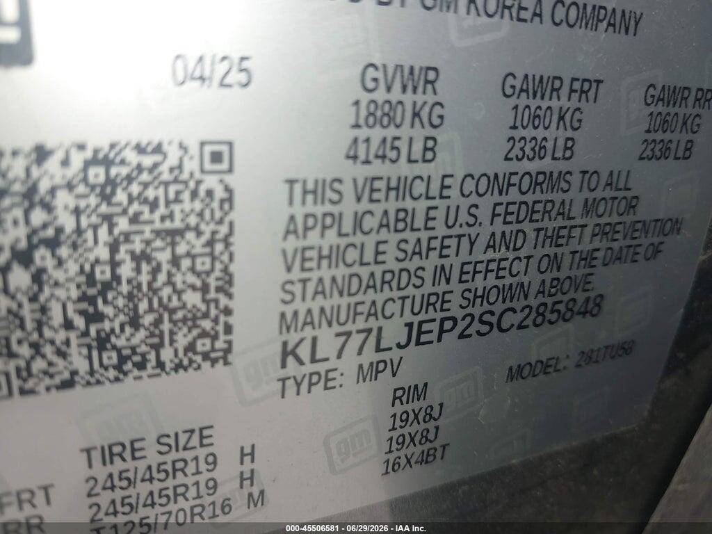 KL77LJEP2SC285848 2025 CHEVROLET TRAX photo no. 9