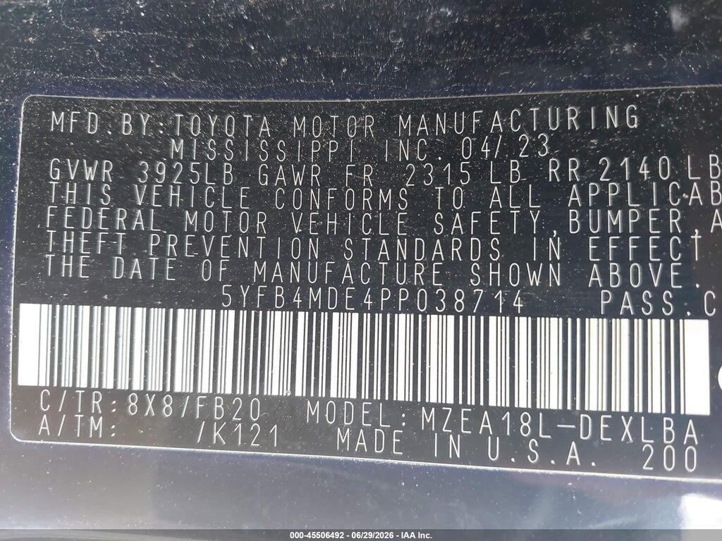 5YFB4MDE4PP038714 2023 TOYOTA COROLLA photo no. 9