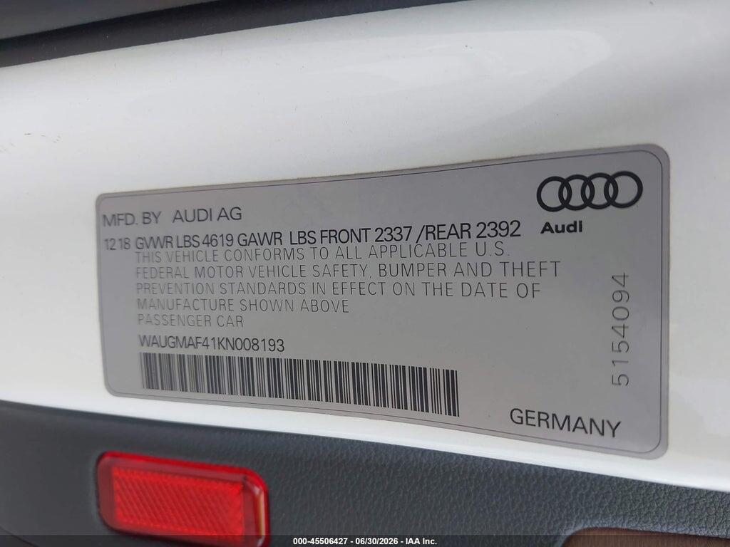 WAUGMAF41KN008193 2019 AUDI A4 photo no. 9