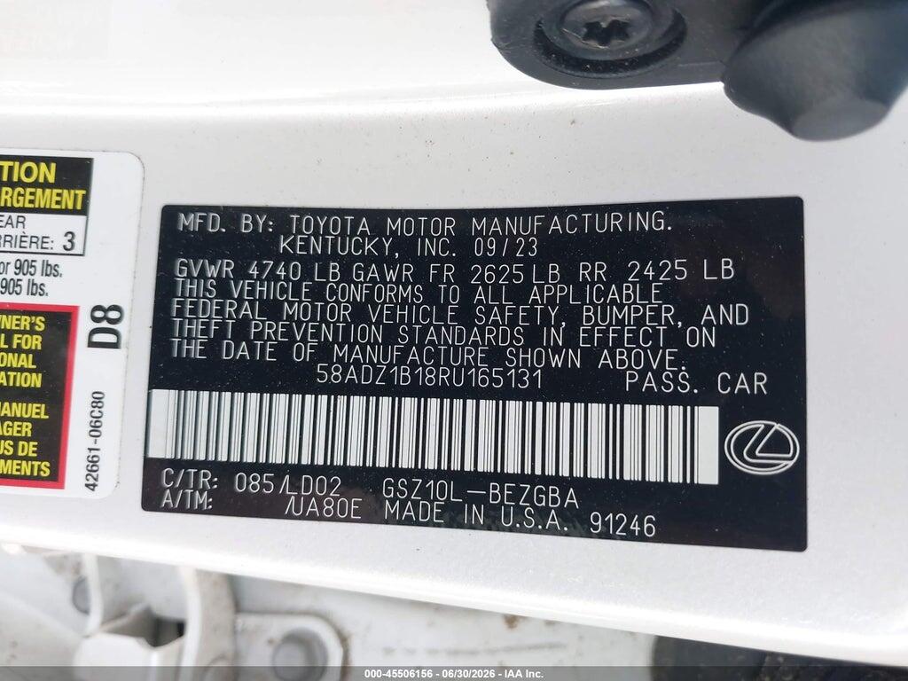 58ADZ1B18RU165131 2024 LEXUS ES 350 photo no. 9