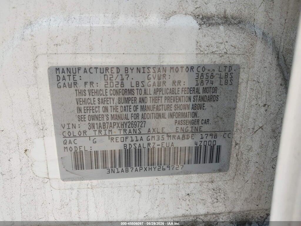 3N1AB7APXHY269727 2017 NISSAN SENTRA photo no. 9