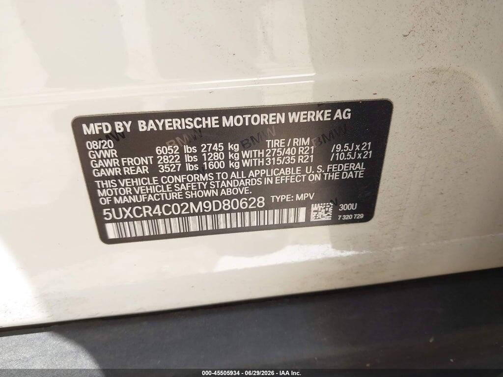 5UXCR4C02M9D80628 2021 BMW X5 photo no. 9