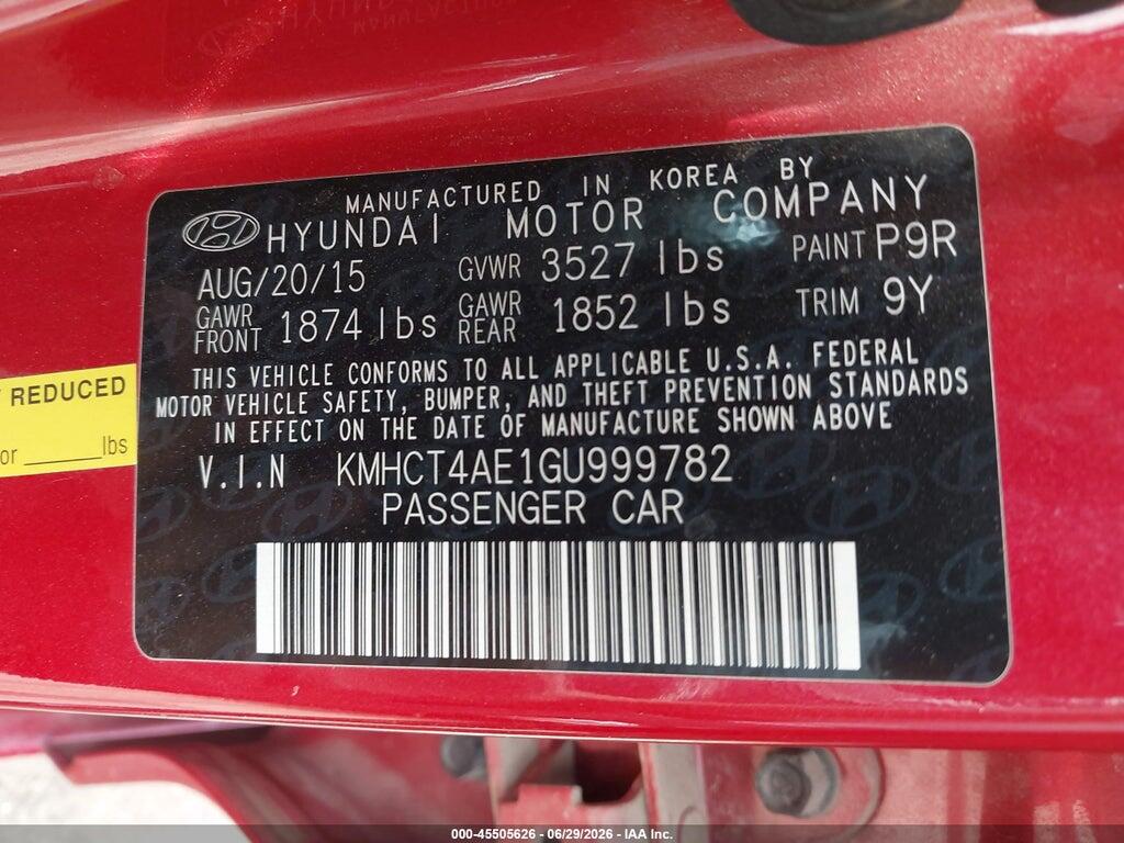 KMHCT4AE1GU999782 2016 HYUNDAI ACCENT photo no. 9