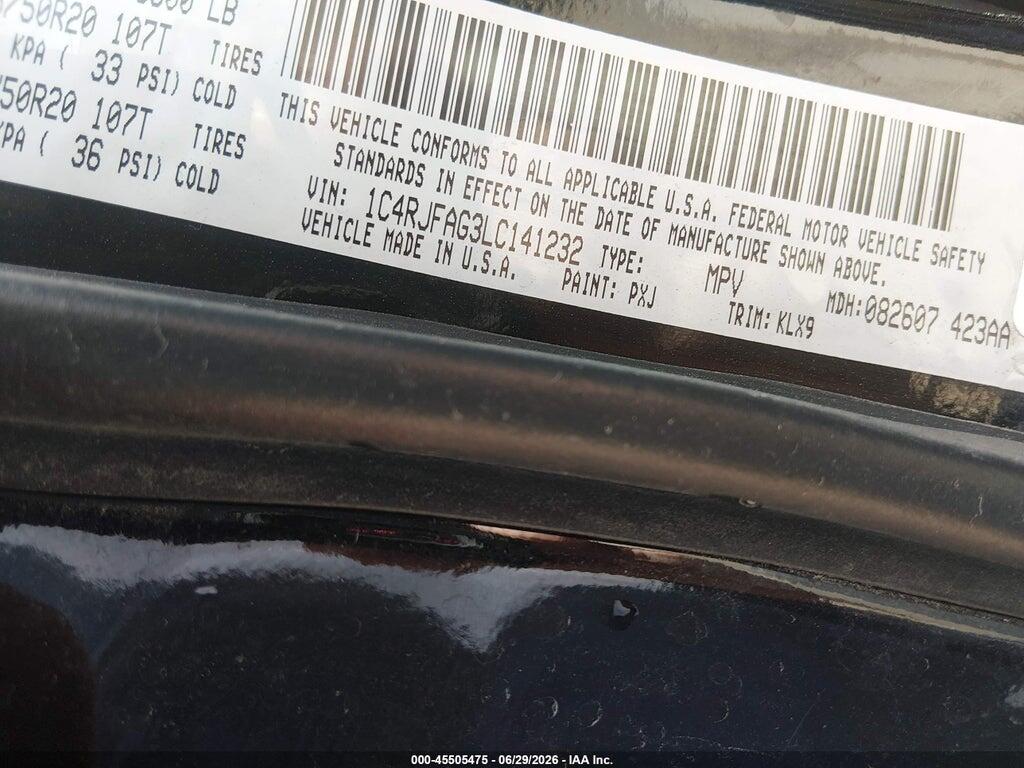 1C4RJFAG3LC141232 2020 JEEP GRAND CHEROKEE photo no. 9
