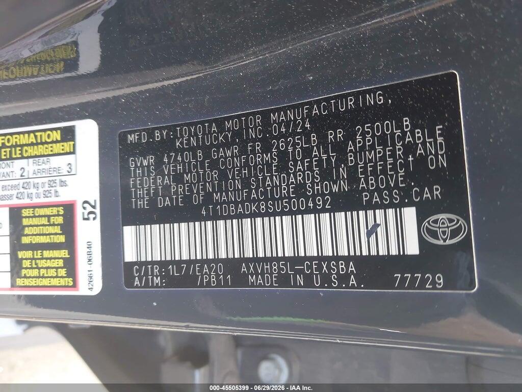 4T1DBADK8SU500492 2025 TOYOTA CAMRY photo no. 9