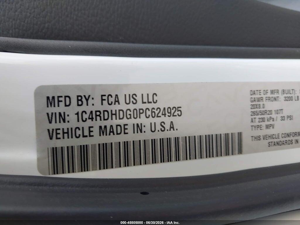 1C4RDHDG0PC624925 2023 DODGE DURANGO photo no. 9
