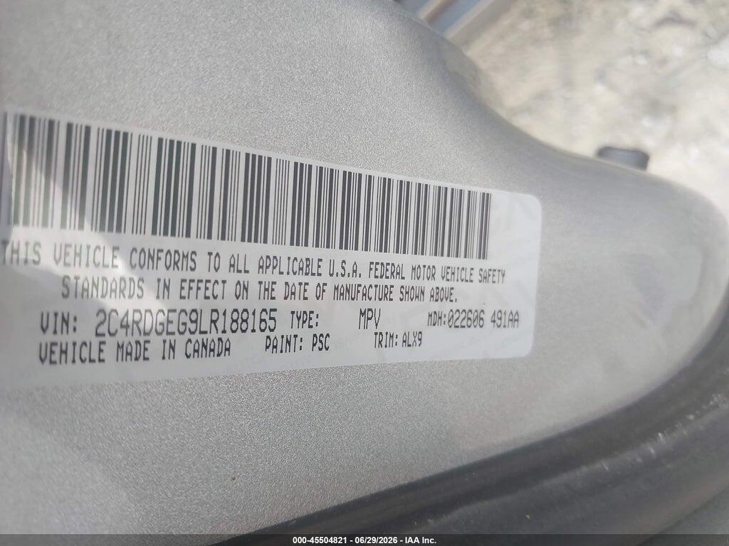 2C4RDGEG9LR188165 2020 DODGE GRAND CARAVAN photo no. 9