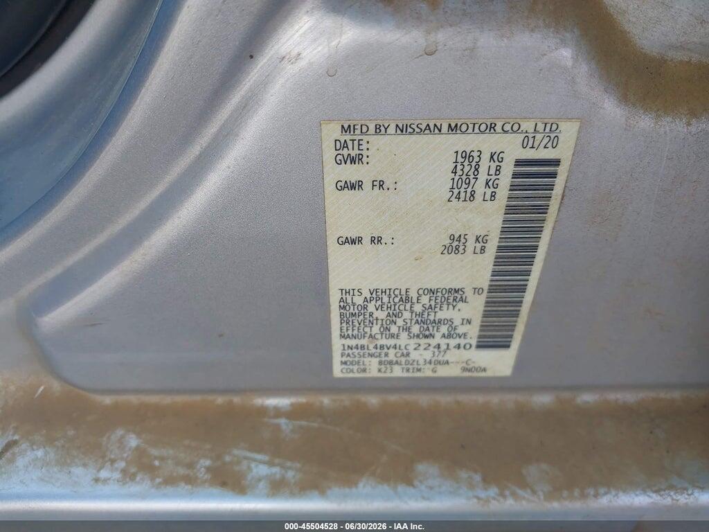 1N4BL4BV4LC224140 2020 NISSAN ALTIMA photo no. 9