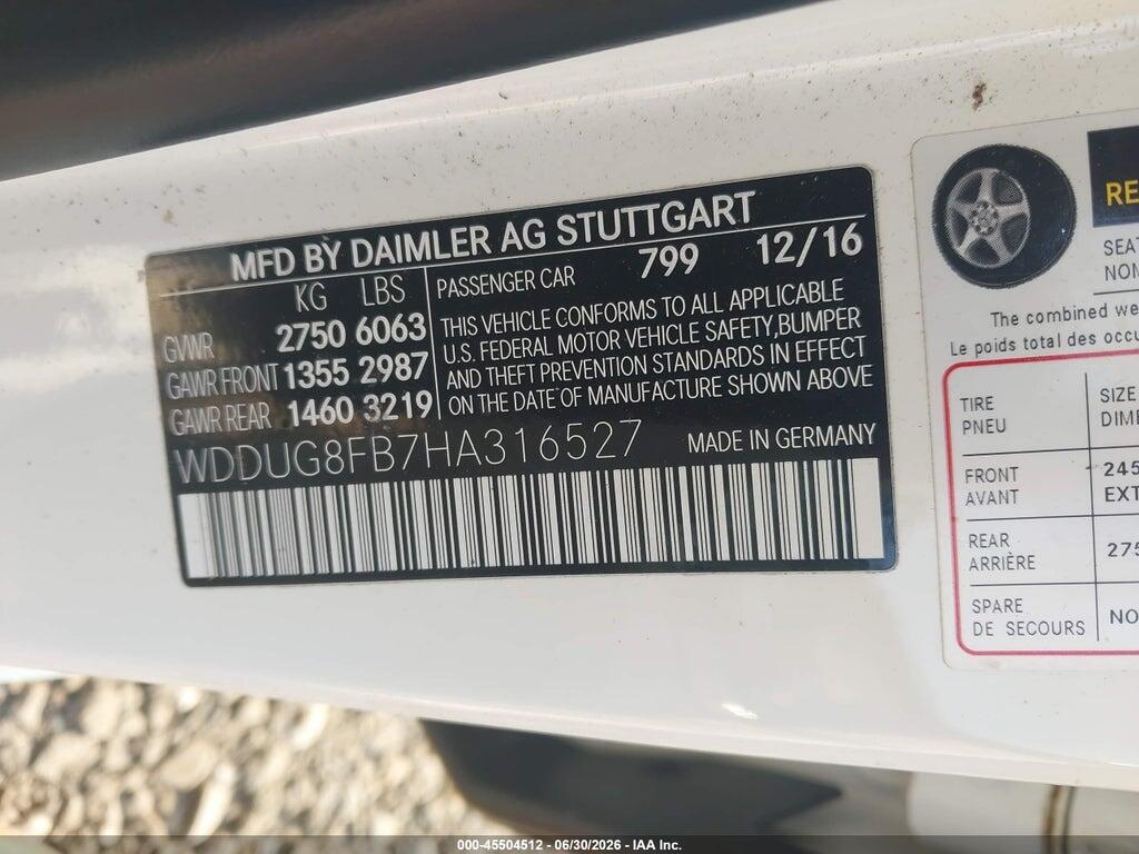 WDDUG8FB7HA316527 2017 MERCEDES-BENZ S 550 photo no. 9