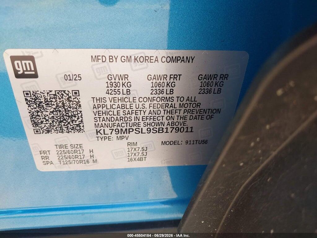 KL79MPSL9SB179011 2025 CHEVROLET TRAILBLAZER photo no. 9