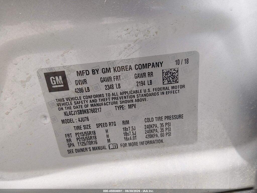 KL4CJ1SB9KB760217 2019 BUICK ENCORE photo no. 9