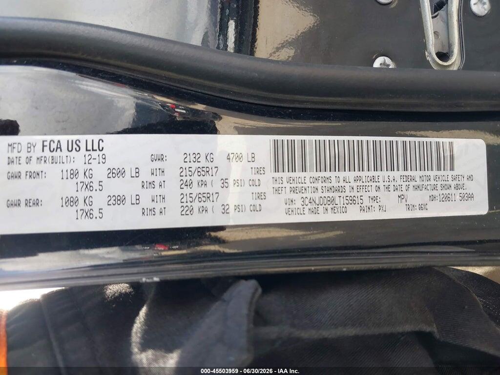 3C4NJDDB0LT159615 2020 JEEP COMPASS photo no. 9