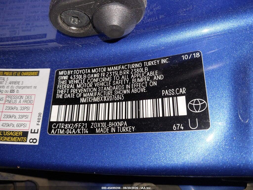 NMTKHMBX1KR076845 2019 TOYOTA C-HR photo no. 9