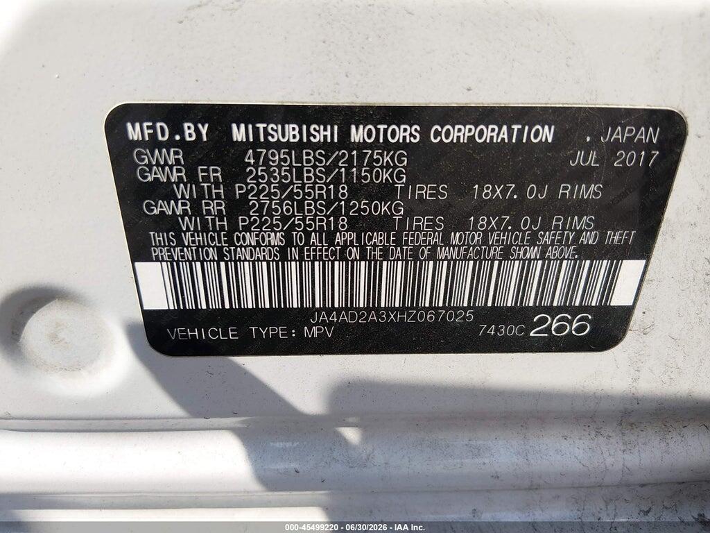 JA4AD2A3XHZ067025 2017 MITSUBISHI OUTLANDER photo no. 9