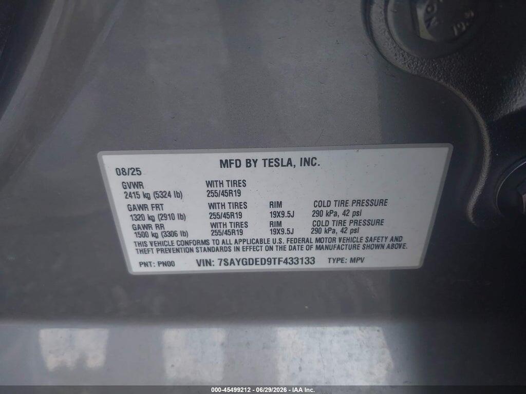 7SAYGDED9TF433133 2026 TESLA MODEL Y photo no. 9