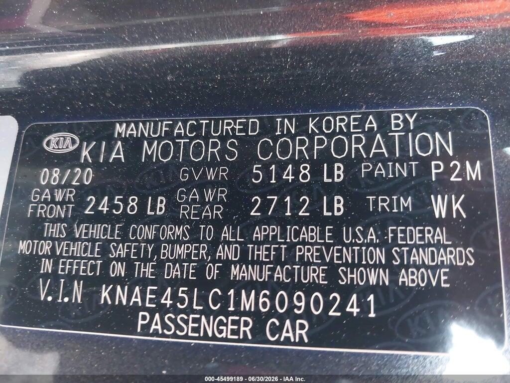 KNAE45LC1M6090241 2021 KIA STINGER photo no. 9