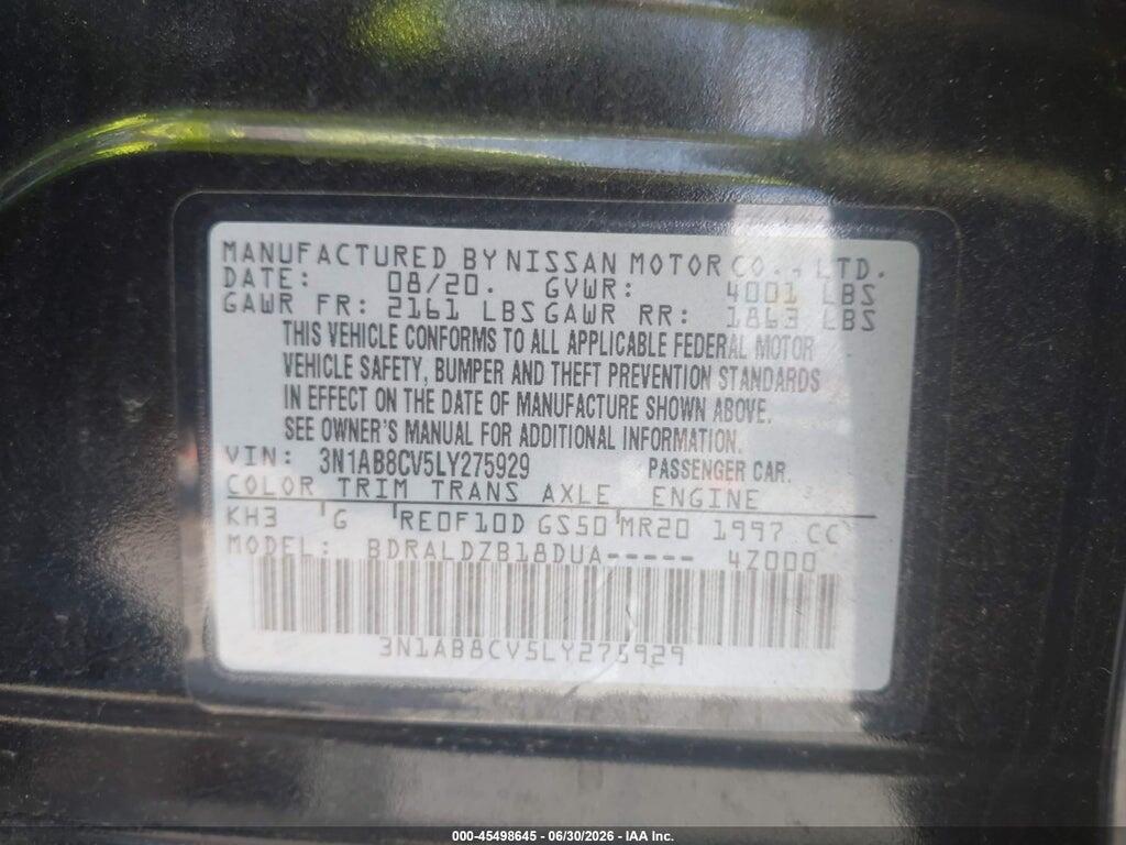 3N1AB8CV5LY275929 2020 NISSAN SENTRA photo no. 9