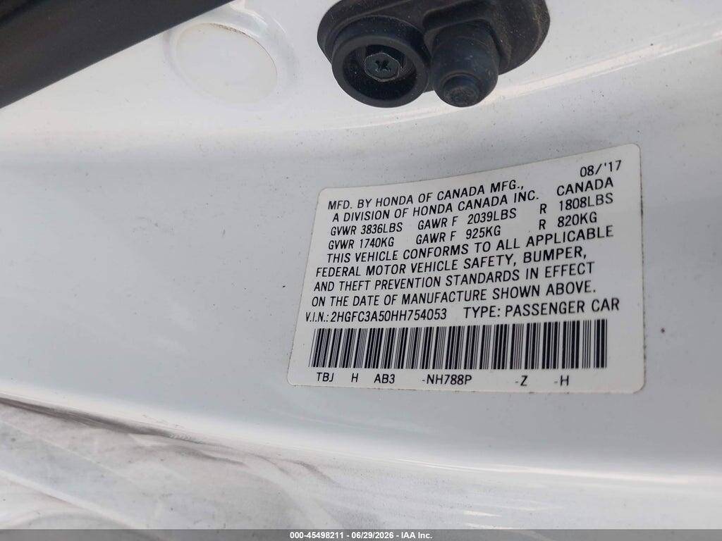 2HGFC3A50HH754053 2017 HONDA CIVIC photo no. 9